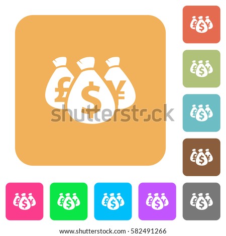 Money Bags Flat Icons On Rounded Stock Vector Royalty Free - 