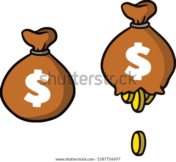 Money Bags Losing Money Loss Stock Vector Royalty Free 1587756697