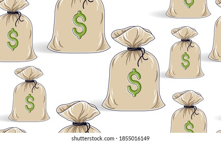 Bolsas de dinero fondo sin fisuras, fondo para sitios web de negocios financieros o anuncios e información de temas económicos, fondo de pantalla o fondo de sitio web.