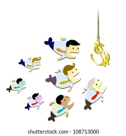 money is bait in white background