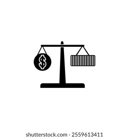 Money Balance with Container icon. Export import distribution icon vector