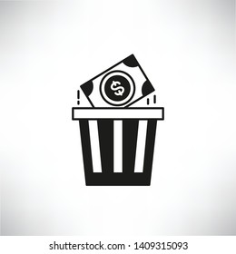 Money Bank And Bin Icon For Junk Bond Concept