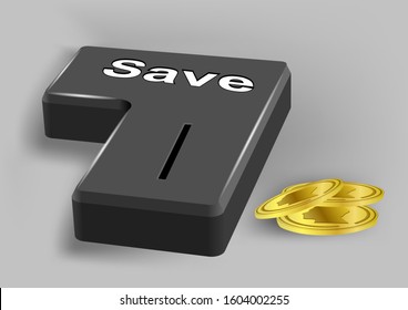 money bank. computer key and money on dark
