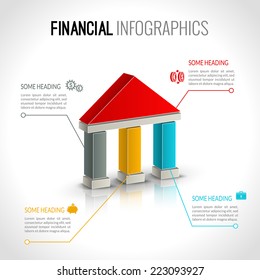 Money Bank Financial Business Infographic With Finance Icons Vector Illustration