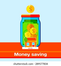 Money in the bank. Flat vector illustration.