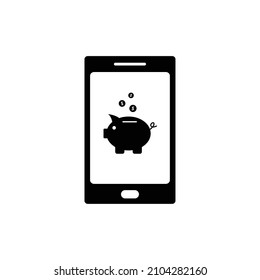 Money bank icon. Piggy bank and phone, saving money icon 