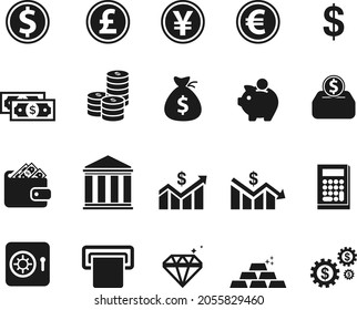 money bank icons vector symbols