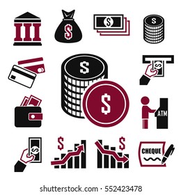 money, bank , investment icons set