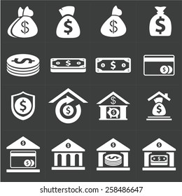 Money and bank vector icon