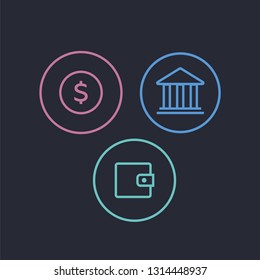 Money banking cash business and finance icons. Tax icons vector