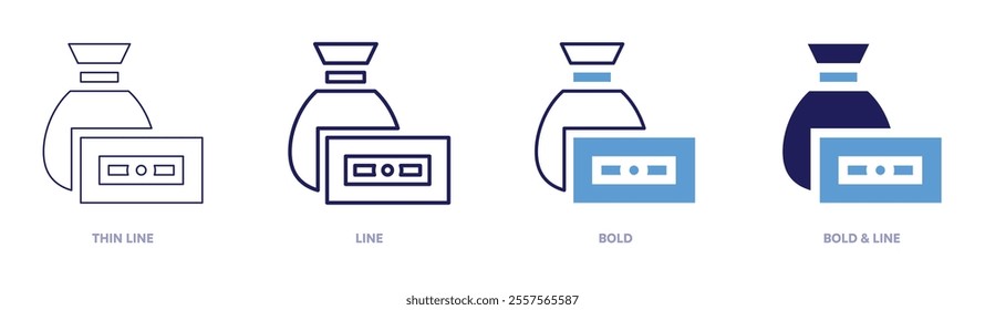Money banking icon in 4 different styles. Thin Line, Line, Bold, and Bold Line. Duotone style. Editable stroke.