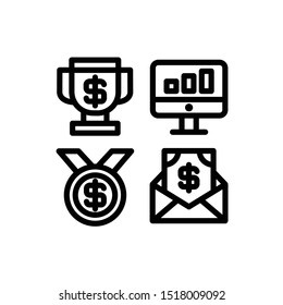 Money & Banking Icon Set , Trophy, Data, Computer, Medal, Salary, Vector Illustration.