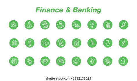 money and banking objects and elements Set. Hand drawn doodle illustration collection