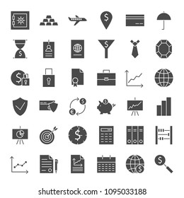 Money Banking Solid Web Icons. Vector Set of Glyphs.