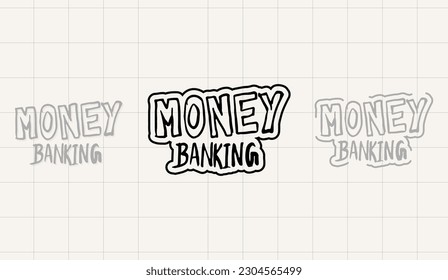 Texto de la banca monetaria. Tee gráfico imprimible. Dibujo de diseño para impresión. Ilustración vectorial. Colorido