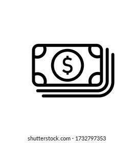 Money, banknote or dollar bill icon logo flat on isolated white background. EPS 10 vector.