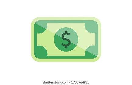 Money, banknote or dollar bill icon flat on isolated white background. EPS 10 vector