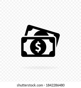 Money, banknote or dollar bill icon logo in black. Finance icon in black. Business icon. Money sign. Invest finance. Vector EPS 10