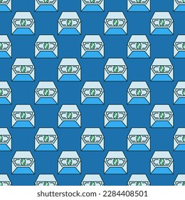 Money Banknote in Envelope vector Savings concept colored seamless pattern