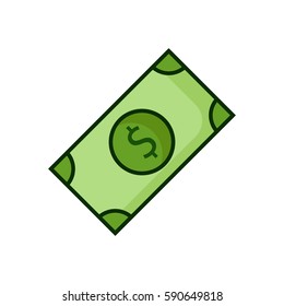 Money banknote flat line icon