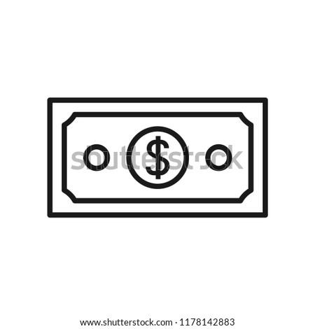 Money banknote icon. Flat simple design. Line Vector. Isolate on white background.