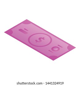 Money banknote icon. Isometric of money banknote vector icon for web design isolated on white background
