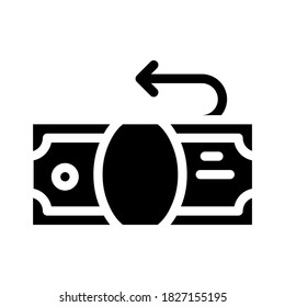 Geld-Banknote kaufen Glyph Symbol Vektor. Kaufzeichen für Geldscheine. isoliertes Kontursymbol