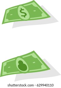 money banknote with shadow vector eps10