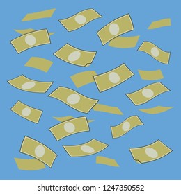 Money Banknotes Blowing in the Wind Background Vector