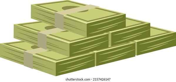 Billetes de dinero apilados en ilustraciones de dibujos animados