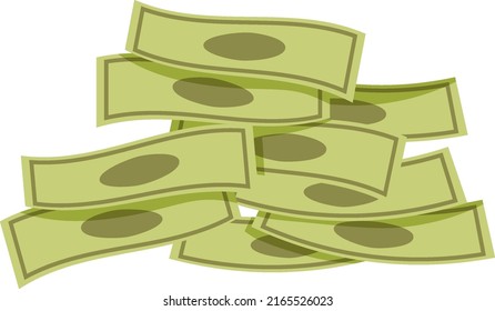 Money banknotes stack in cartoon style illustration