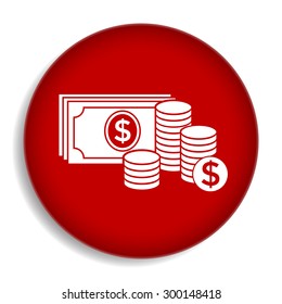 Money banknotes stack and Stack of coins icon with dollar symbol.