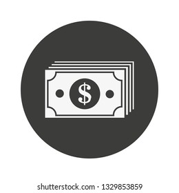 Money banknotes stack with dollar cash icon, money payment, dollar sign. Eps 10
