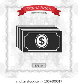 Money banknotes stack with dollar icon