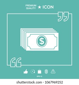 Money banknotes stack with dollar icon
