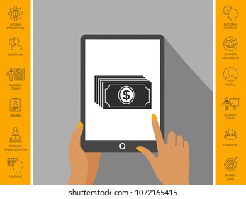 Money banknotes stack with dollar icon