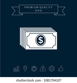 Money banknotes stack with dollar icon
