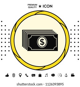 Money banknotes stack with dollar icon