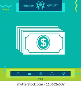 Money banknotes stack with dollar icon