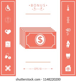 Money banknotes stack with dollar icon