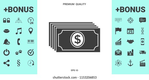 Money banknotes stack with dollar icon