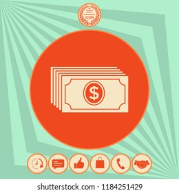 Money banknotes stack with dollar icon