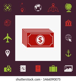 Money banknotes stack with dollar icon. Graphic elements for your design