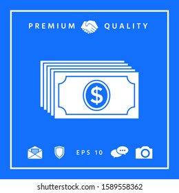 Money banknotes stack with dollar icon. Graphic elements for your design