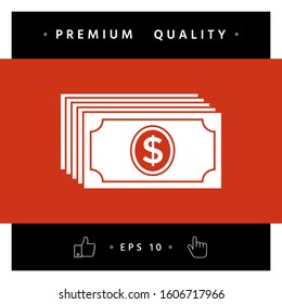 Money banknotes stack with dollar icon. Graphic elements for your design