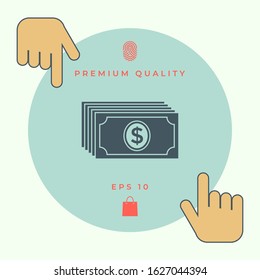 Money banknotes stack with dollar icon. Graphic elements for your design