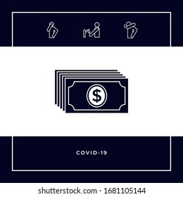 Money banknotes stack with dollar icon. Graphic elements for your design