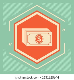 Money banknotes stack with dollar icon. Graphic elements for your design