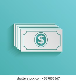 Money banknotes stack with dollar icon