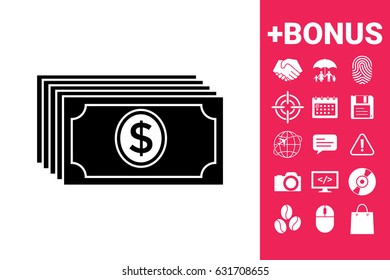 Money banknotes stack with dollar icon